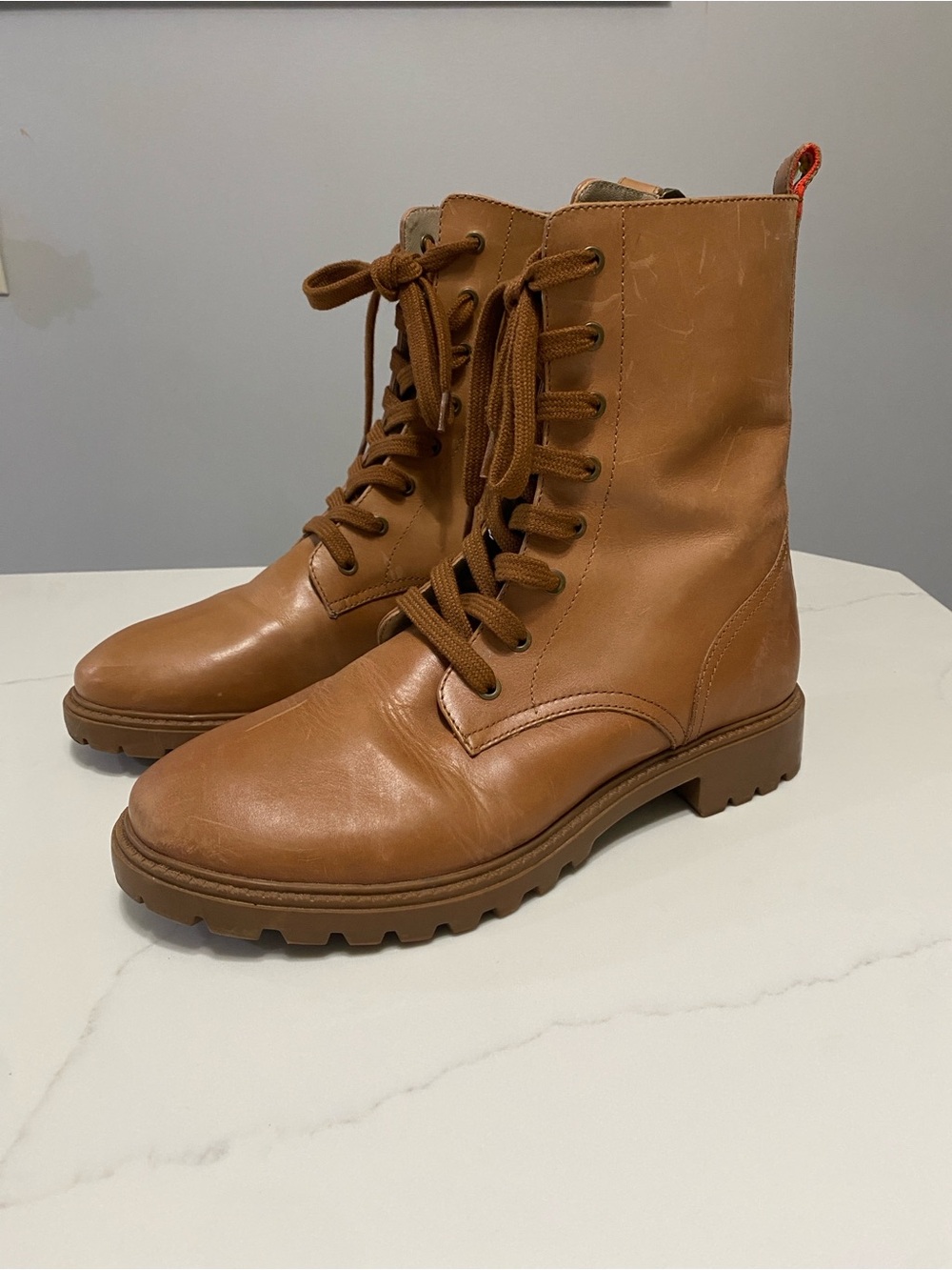 Boden Brown Lace-Up Leather Combat Boots Woman’s Size 9.5